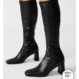 Steve Madden Black Leather Boots (“Holly Black”)